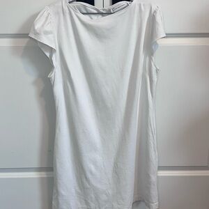 New York & Company White Knit Cap Sleeve Top